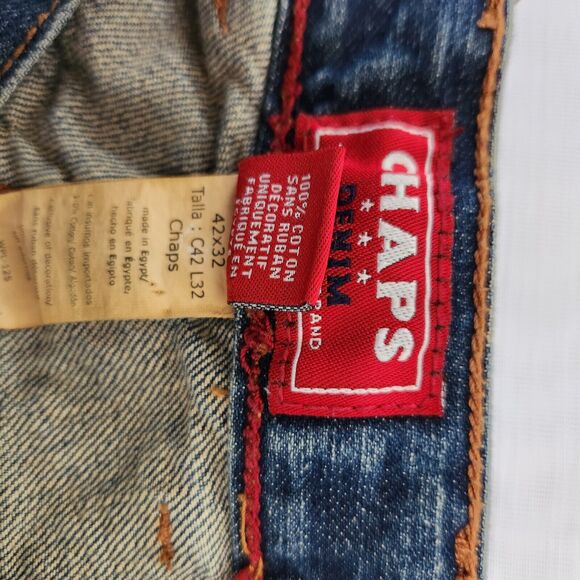 Chaps Jeans Men 42x32 (Fit 42.5x31.75) Blue Denim Straight Leg Grunge Retro Boho - Picture 10 of 16